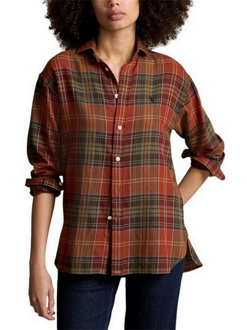 camicia donna check rosso e nero Ralph Lauren | 211941519ORANGE MULTICOLOR